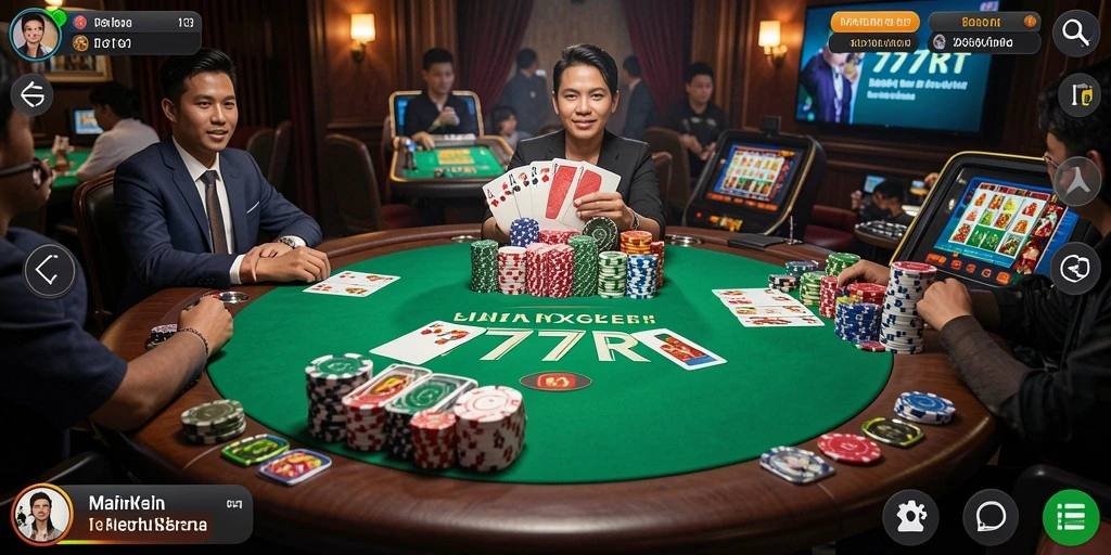 Tampilan antarmuka menarik dari gameplay Poker 777RT.