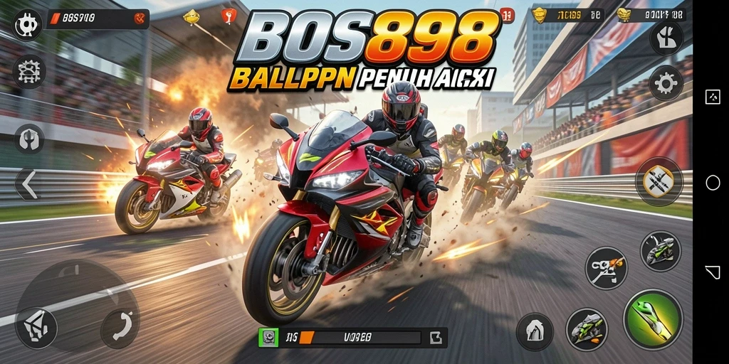 Tampilan gameplay balap motor yang mendebarkan dan menantang.