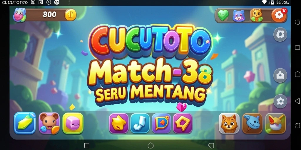 Tampilan gameplay CUCUTOTO yang seru dengan kombinasi permata match-3.