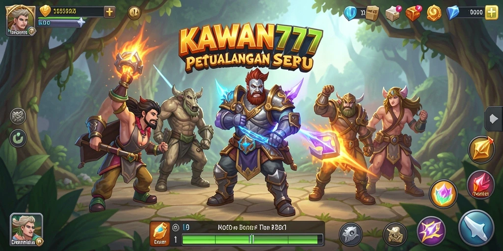 Tangkapan layar gameplay KAWAN777 menunjukkan pertempuran seru dalam dunia RPG.