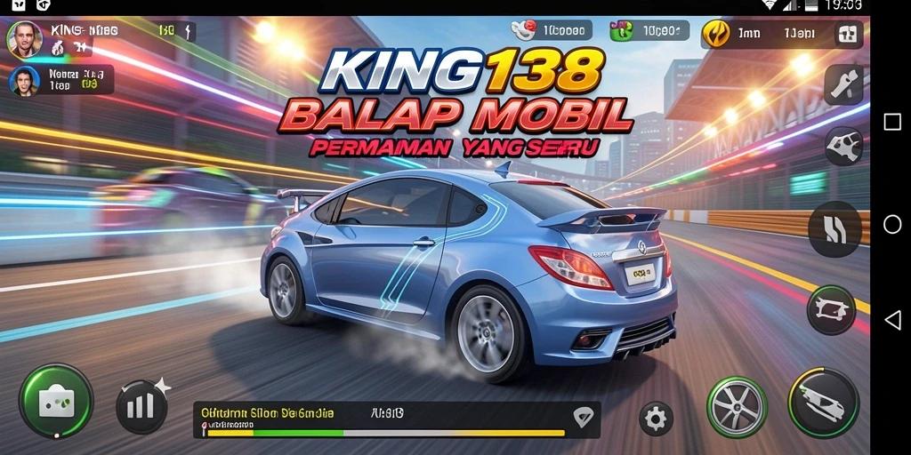 Gameplay menegangkan dalam balapan mobil yang cepat dan seru.