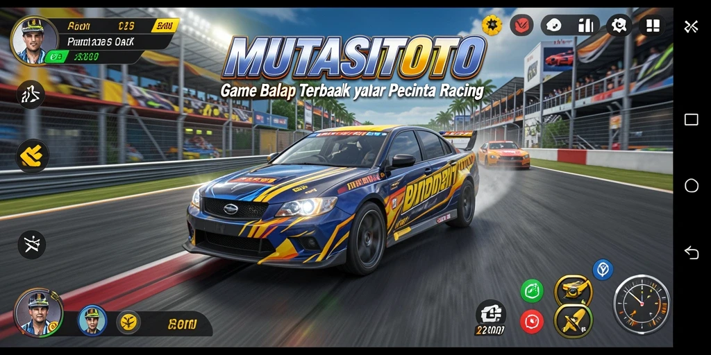 Tangkapan layar menunjukkan aksi balap intens di MUTASITOTO.