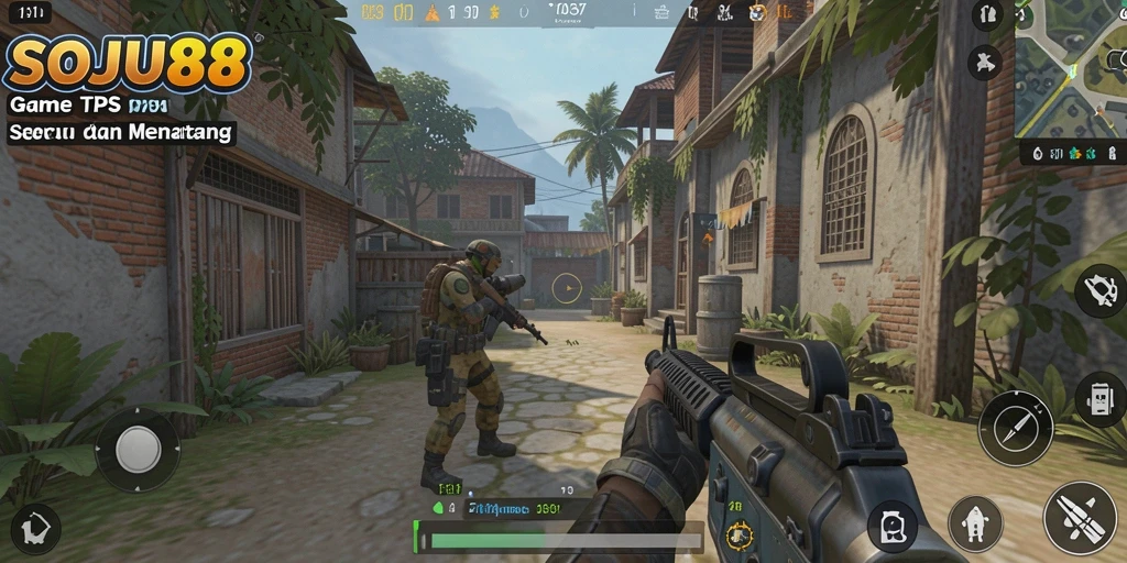 Screenshot game SOJU88 menampilkan aksi seru dalam gameplay TPS.